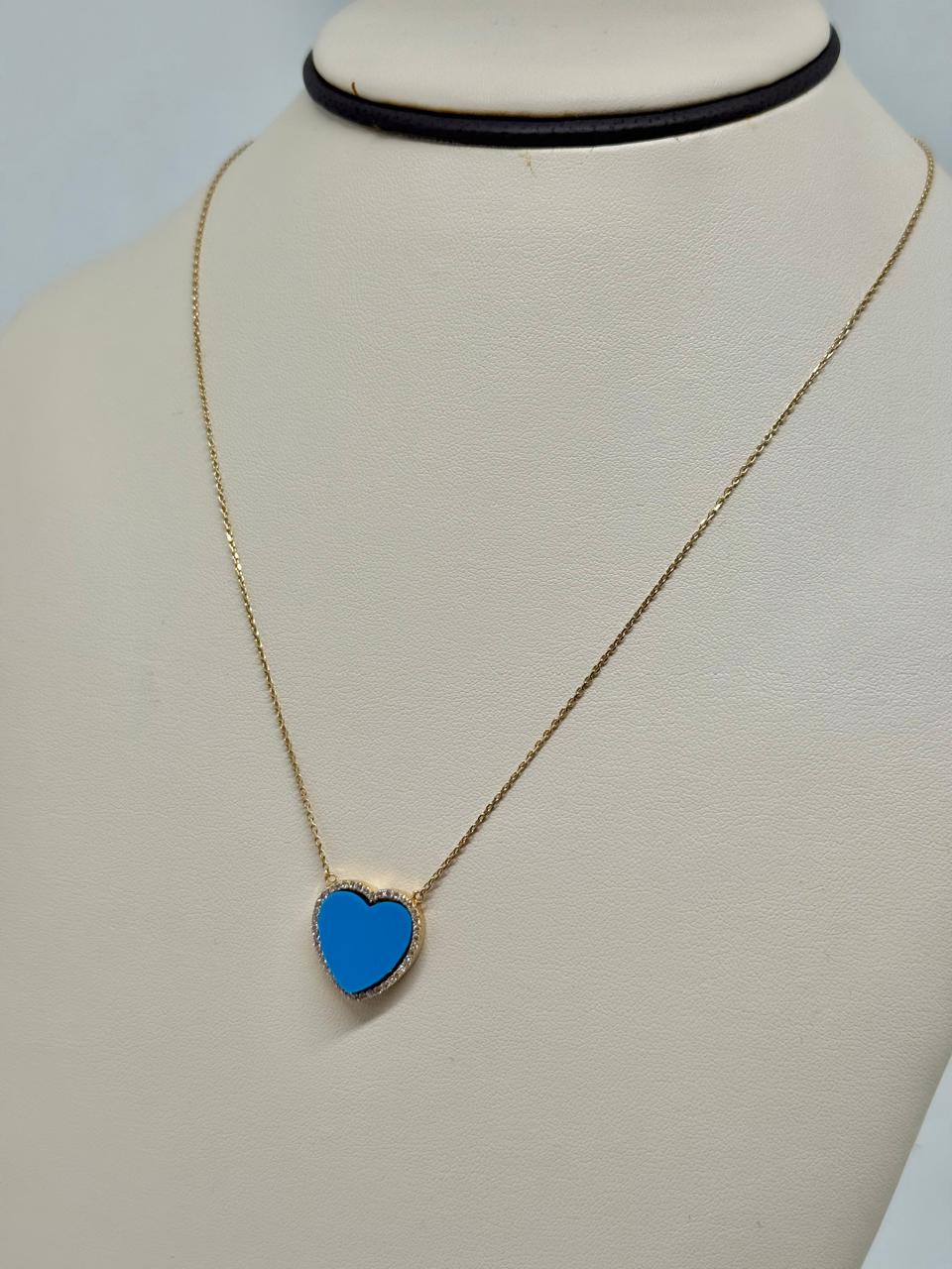 CADENA CORAZON AGATA CELEST 18K 4.8 47CM